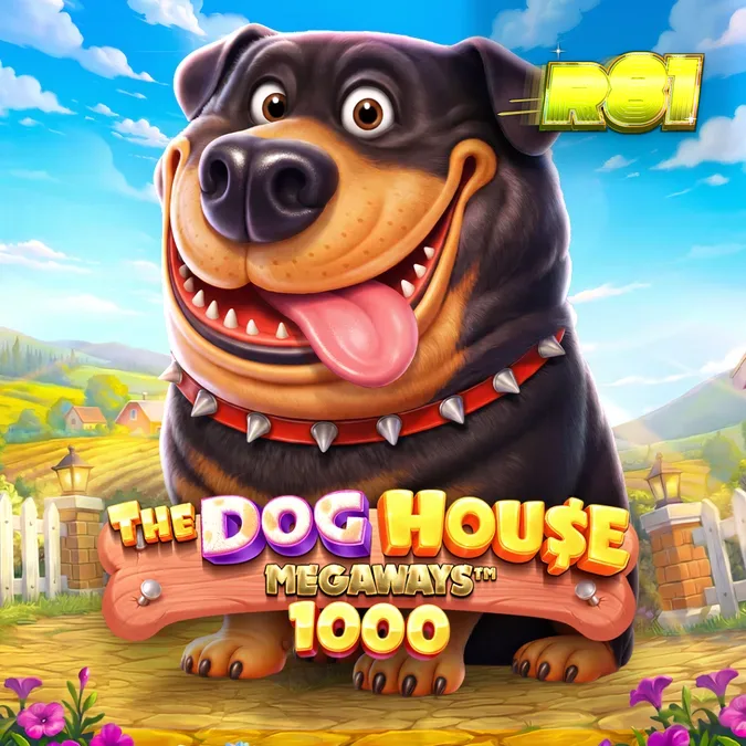 Interface do jogo The Dog House Megaways 1000 em um dispositivo móvel